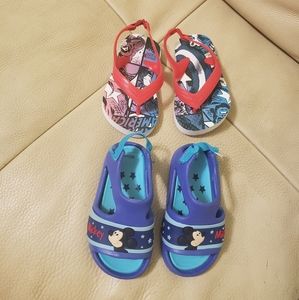 Mickey mouse sandals+ flip flops boy size 5 or 22